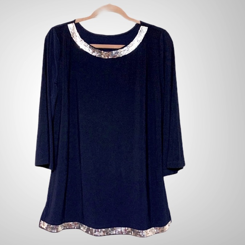 Dark blue dress with silver detail